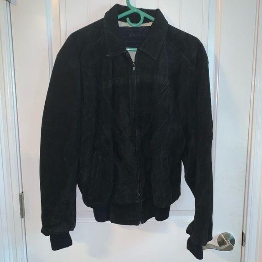 Paolo Vintage Black Suede Leather Bomber Zip Up Jacket